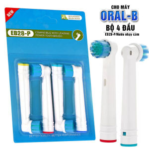 Set bộ 4 Đầu Bàn Chải đánh răng điện thay thế Cho máy Oral B Braun EB28-P Sensitive làm sạch răng cho nướu nhạy cảm bị viêm Minh House