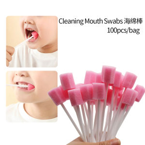 100Pcs Disposable Oral Care Sponge Swab Tooth Cleaning Mouth Swabs With Stick Sponge Head Cleaning Swab