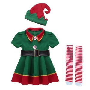 WISHAHA Green Christmas Elf Costume Kid Adult 2024 Cosplay Clothing  Year Girl Fancy Dress Family Matching Outfits