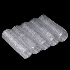 Ginca 100Pcs 27mm Coin Holder Capsule Storage Case Display Box Round Display Cases
