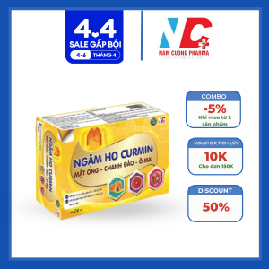 Viên ngậm ho CURMIN vị ô mai mơ muối giúp giảm ho khàn tiếng tan đàm - Hộp 24 viên TPCN Bạch Mai