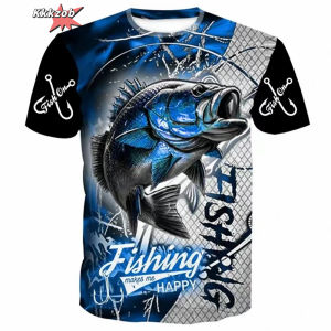 Mens Clothing 3D Fishing Pattern Printed Short Sleeve Oversized T-Shirt Fishing Fishing Outdoor Clothing Short Sleeve Top