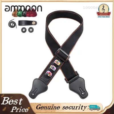 Guitar Cotton Strap Folk Guitar Electric Guitar Pure Cotton Strap with Scroll Belt 5 Paddles and 2 Rubber Strap Buckles