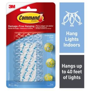 3M Command™ 17006CLR / 17026CLR Clear Decorating Clips or Hooks - with Clear Hooks and Strips