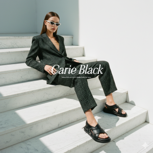 TRAGEN Footwear Carie Black Sandal Platform Wanita Gaya Korea dengan Aksen Metalik - HITAM