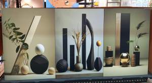 Himalaya Painting SET 3pcs (35cmx50cm) Abstract Design Frameless Waterproof Sintraboard Decorative WallNo Light