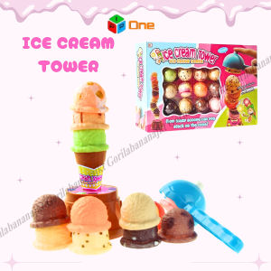 Mainan Ice Cream Tower Mainan Anak Es Krim Scoop Susun