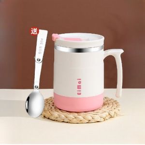 Kopi Mug Gelas Stainless Steel Aesthetic / Coffe Cup + Sendok / Mug SUS304 Tahan Panas Dan Dingin Anti Tumpah