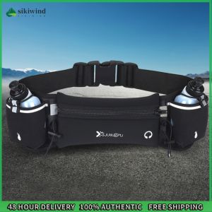 Sikiwind Hydration Running Belt with Bottles Multiple Pockets Waist Bag Adjustable Strap Running Bags for Running Hiking Climbing