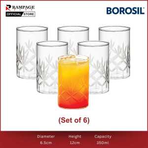 Borosil Meadow Glasses – Set of 6 Glasses Beautifully Crafted with Nature-Inspired Design for a Touch of Elegance in Every Sip  Oven Safe Microwave Safe Easy to Clean