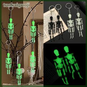 tuokaiguoji 1 2Pcs Creative Skull Shaking Skeleton Luminous Keychain Men And Women Key Ring Pendant Halloween Fashion Bag Accessories Gifts