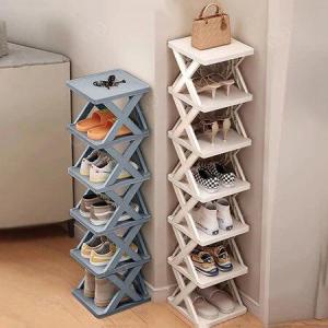 Multi-tier Shoe Rack 9 Layers Stackable Ganizer Stand Vertical Narrow Shoe Storage Organizer Box with Removable