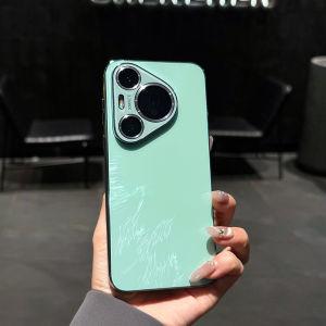 For Huawei Pura 70 Pura 70 Pro Pura 70 Ultra Feather Pattern 3D Laser Lens Film Phone Case with Plating Soft Edge Protection