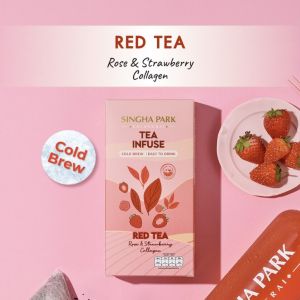 ชาชงเย็น Tea Infuse Red Tea แดงอัสสัมผสมคอลลาเจน กลิ่นกุหลาบและกลิ่นสตอเบอรี่ (ตราสิงห์ปาร์ค เชียงราย)