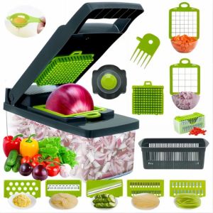 16-in-1 Vegetable Cutter Multi-Functional Food Chopper Patato Slicer Veggies Processor Garlic Chopper Dicer Grater Onion Carrot Cucumber Cut Silk