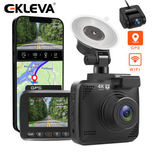 EKLEVA Car Dash Cam 4K 2160P Dash Camera Dual Lens Built in GPS DVR Recorder Dashcam With WiFi G-Sensor Loop Recording