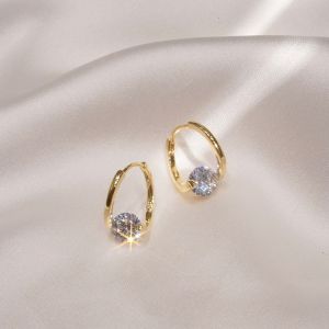 Ready Stock Pure Ang Earings Hypoallerginic Set 18k Saudi Gold Pawnable Hoop Earrings Womens Round Face Zircon Opal Wedding Jewelry Gifts for Women Valentines Day Gifts Women Stud Earrings Non Tarnish