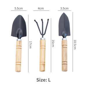 【Utility】3Pcs Gardening Tools Set Metal Iron Shovels Rake with Wood Handle Easy Digging Planting Transplanting Loosening Soil for Home Office Potted Plants Gardening Equipment Kit