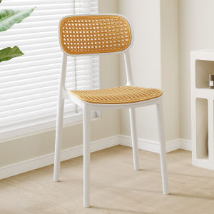 เก้าอี้หวายเทียม เก้าอี้พลาสติก เก้าอี้กินข้าว พนักพิง วางซ้อนกันได้ เก้าอี้ออฟฟิศ rattan chair