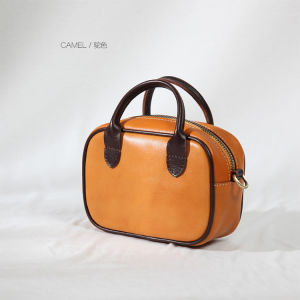 New South Wind womens handbag made of top-layer cowhide vegetable-tanned small square bag handbag with contrasting colors shoulder and crossbody bag