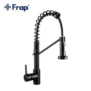 Frap G1/2 Black Kitchen Faucet Sink Faucet Brass With Pull Down Sink Tap Spray Hose Hot Cold Water Mixer Kitchen Water Tap YR40155