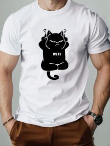 Mens Summer T-Shirt Funny Cartoon Print Round Neck Comfort Fit Breathable Cotton Streetwear Oversized Tee Casual Fashion Top