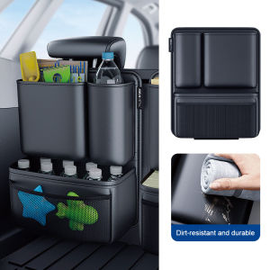 SEAMETAL Car Table Universal Car Seat Back Organizer Multi Pocket PU Leather Storage Bag with Car Table Tray Storage Organizer