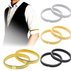 NEWTAP 1PC Metal Shirt Sleeve Holder Adjustable Elastic Arm Cuffs Fashion Non-slip Arm Bands For Men/Women
