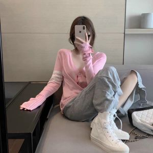 Áo khoác len cardigan nữ tay dài phối sọc áo khoác nhẹ len mềm mịn mỏng nhẹ