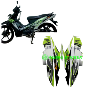 STIKER STRIPING LIS LES BODY MOTOR HONDA SUPRA X 125R 2010 PUTIH-HITAM-HIJAU 1SET STANDAR