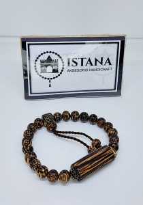 gelang serutan kayu liwung hitam kombinasi plat