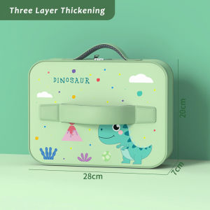 JustLiving 316 Stainless Steel Cartoon Astronaut/Dinosaur Unic Lunch Box with Spoon Chopsticks Food ContainerInsulated Lunch Box for School Childrens Lunch Box with 4/5 Compartments