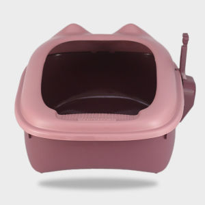Hateli Khay cát đi vệ sinh cho mèo bán-kèm theo hộp cát cho mèo con chống rung Kitten khay đi vệ sinh lưu vực Nguồn cung cấp nhà vệ sinh cho mèo dung tích lớn