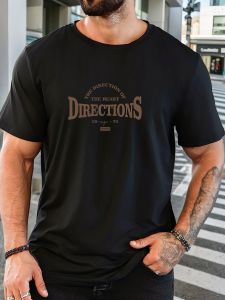 Mens Cotton Printed T-Shirt THE DIRECTION OF THE HEART DIRECTIONS Pattern Summer Casual Oversized Round Neck Short Sleeve