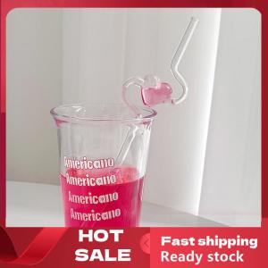 🚚【Local Express Delivery】🚚 Love-shaped Heat-resistant Glass Straw High-value Girl Heart Glass Tube Juice Drink Household Transparent Straw Reusable