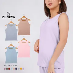 Zeneya Muscle Tee For Women Active Wear Set plain muscle shirt loose tees  sleeveless cotton sando tank top tops zumba yoga gym outfit wear womens  workout clothes free size freesize korean trendy