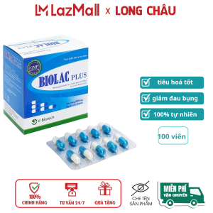 GIAO MẪU NGẪU NHIÊN Men tiêu hóa Biolac Plus giúp tăng cường hệ tiêu hóa giảm đau bụng đầy hơi hộp 100 viên