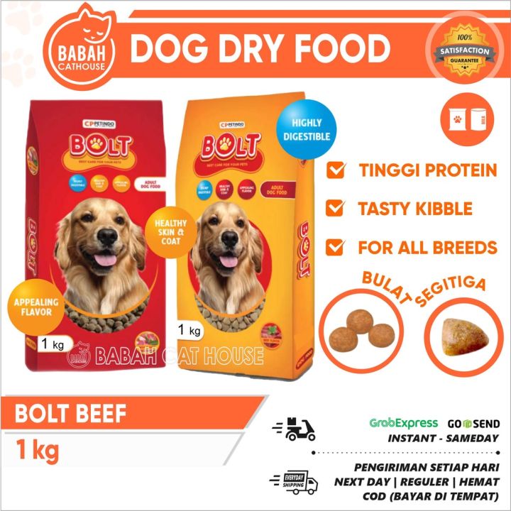 Dog Food BOLT BEEF 1KG Makanan Anjing Dewasa Anak Puppy Murah Kering 1