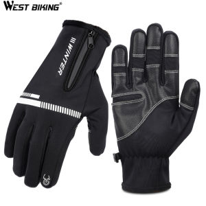 WEST BIKING Cycling Gloves Winter Fleece Thermal MTB Bike Gloves Touch Screen Outdoor Camping Hiking Motorcycle Bicycle Gloves