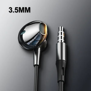 HiFi USB Type C Headphone Bass Stereo Volume Control Earbud  Mic 3.5mm Wired Earbuds For Galaxy Samsung S24 S23 Xiaomi Computer