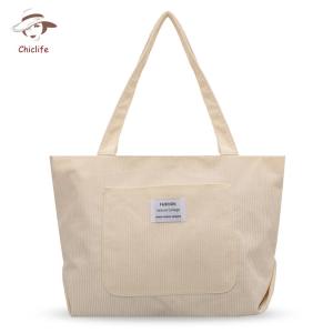 11thwomen nhung Tote Bag với Pocket túi vải nhung kẻ đeo vai thời trang đa năng dung tích lớn du lịch Túi Công Sở