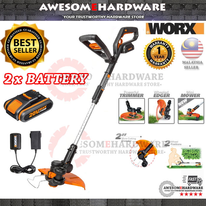 Grass Trimmer Edger Worx Gt Batteries YEAR WARRANTY) WORX WG-169