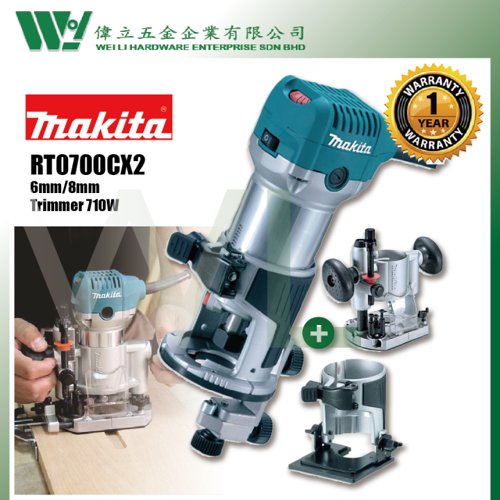 Makita RT0700C 6/8mm Trimmer 710W RT0700cX2 / mesin router kayu trimmer