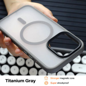 Luxury Magnetic Phone Case For iPhone 16 15 14 13 12 Pro Max Plus Compatible with MagSafe Matte Translucent Back Cover For iPhone 16 Pro Max Mini Military Shockproof Bumper Protective Casing