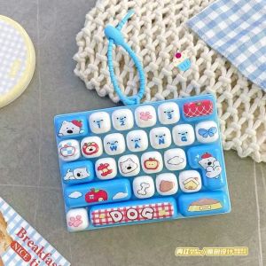 Candy Color Fidget Keycap Clicker Keychain Cute 26 Keys Stress Relief Keyboard Toy Bag Pendant Cartoon Fidget Key Ring