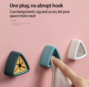 [SG SELLER] Towel Storage Racks Hanger Adhesive Rag Dishcloth Holder Kitchen Rag Cleaning Hook Tools Creative Bathroom Kitchen Tool