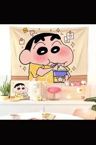 Cute Cartoon Crayon Shin-chan Wall Hanging Cloth Background Cloth Dormitory Bedroom Bedside Decorative Cloth for Concealing Imperfections Wall Hanging Cloth