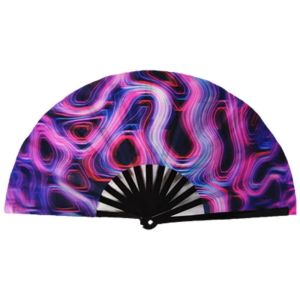 SKJK Fans with Lights Large Folded Hand Fan Folding Colorful Rainbow Folding Fan Fabric Japanese Folding Fan 33cm Foldable Handheld Rave Fan Decoration