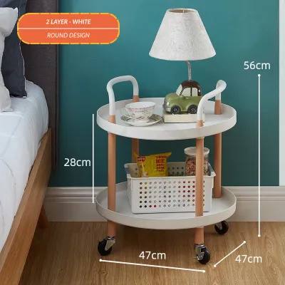 Multipurpose Living Room Mobile HighTea Trolley Sofa Side Coffee Table Kitchen Organizer Roll