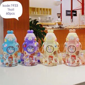 Botol Minum Anak Lucu Dan Unik Kapasitas 700ml Dilengkapi Sedotan Sticker & Tali 1933 BPA FREE
